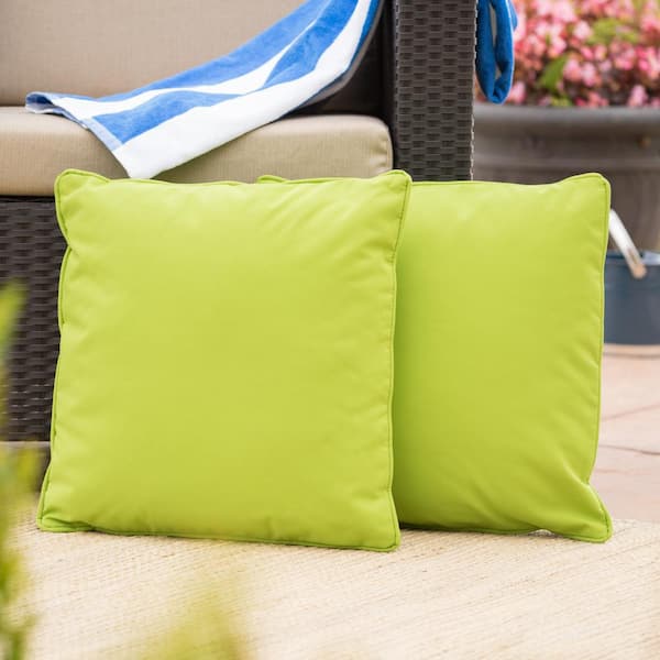 Noble House Coronado Green Square Outdoor Patio Throw Pillow (2-Pack)