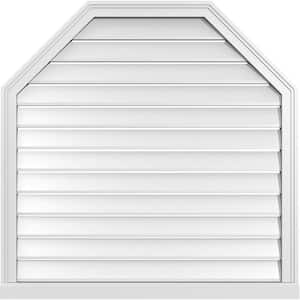 38 in. x 38 in. Octagonal Top Surface Mount PVC Gable Vent: Functional with Brickmould Sill Frame