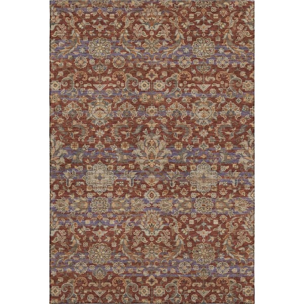 Mayfield Premium Machine Washable Abstract AMF2485 Burgundy 5 ft. x 7 ft. 6 in. Area Rug