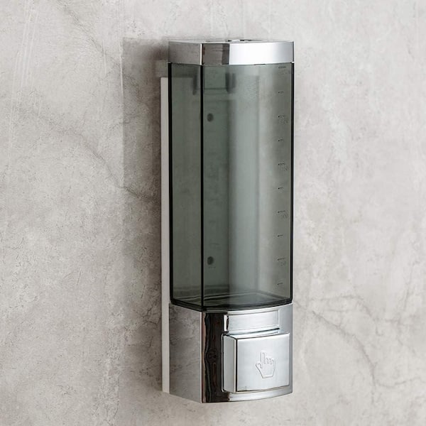 Chrome Soap Dispenser Lotion Dispenser 250ml ABS Plastic Drill Free Wall Mount for Bathroom Kitchen Shower