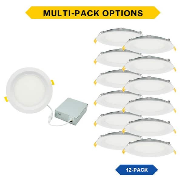 Pro LED Select Direct Fit Slim Downlight 5 in. 12-Watt 800lm Color Selectable Baffle Trim 12-Pack