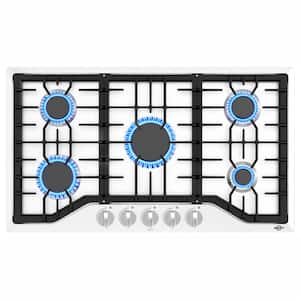 36 in. 5-Burners Recessed Gas Cooktop in Stainless Steel with NG/LPG Convertible