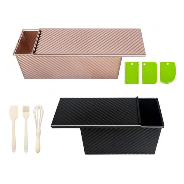 2 Pack Pullman Loaf Pans with Lids, Non Stick Carbon Steel Corrugated Toast Mold, Ideal for Homemade Sandwich