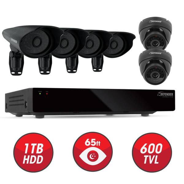 Defender 8-Channel Smart Security DVR with Hard Drive (4) Bullet and (2) Dome Ultra Hi-Res Cameras
