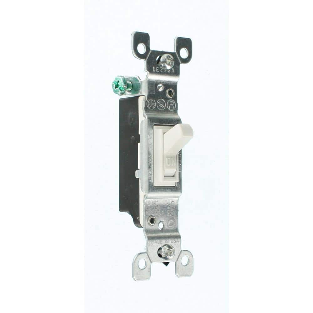 White Thermoplastic Single-Pole Toggle Switch, 15 Amp