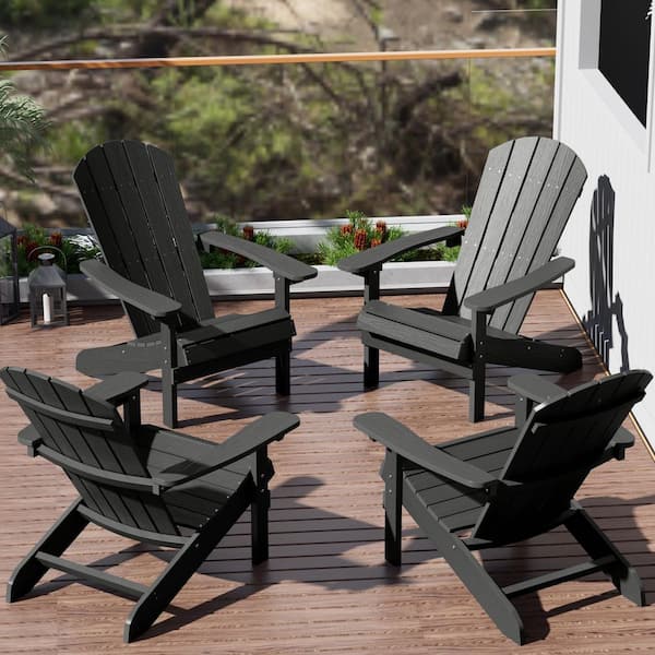 Mximu Classic Navy Plastic Outdoor Patio Adirondack Chair (Set of