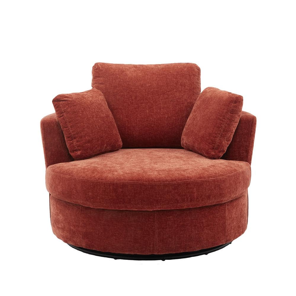 42.2 in.W Terracotta Swivel Accent Barrel Chair and Half Swivel Sofa With 3