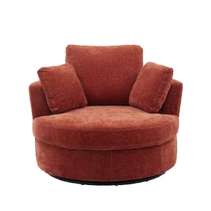 42.2 in.W Terracotta Swivel Accent Barrel Chair and Half Swivel Sofa With 3 Pillows For Bedroom Living Room