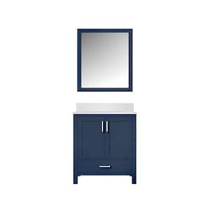 Jacques 30 in. W x 22 in. D Navy Blue Bath Vanity, Cultured Marble Top, and 28 in. Mirror