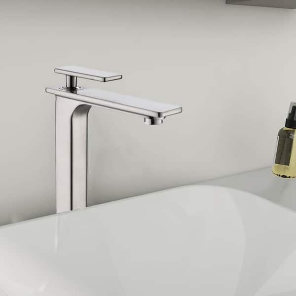 Maincraft Single-Handle Single-Hole Bathroom Faucet in Brushed Nickel