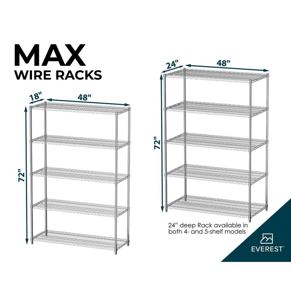 Everest Heavy-Duty 5-Tier Chrome Steel Utility Shelving Unit