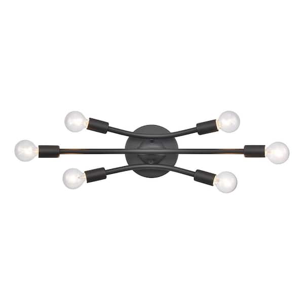 Titan Lighting Xander 19.75 in. High 6-Light Matte Black Vanity Light with No Shades