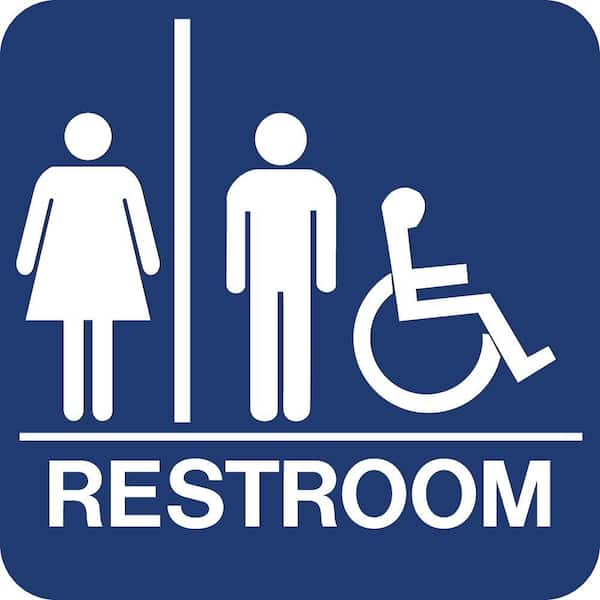 8 in. x 8 in. Blue Plastic with Braille Restroom - Accessible Sign