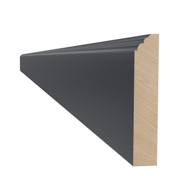 Home Decorators Collection Navarre Onyx Gray Shaker Assembled Plywood 0.75 in. x 96 in. x 4 in. Stock Furniture Base Kitchen Cabinet Molding