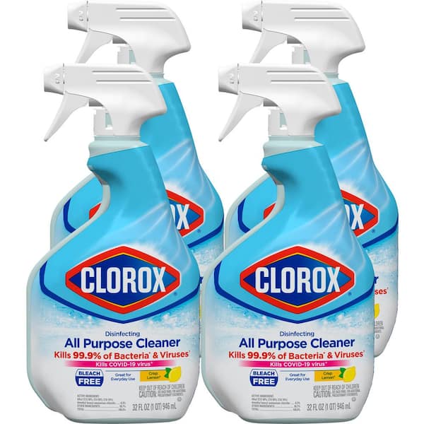 Clorox 32 oz. Crisp Lemon Scent Bleach Free Disinfecting All-Purpose Cleaner Spray (4-Pack)