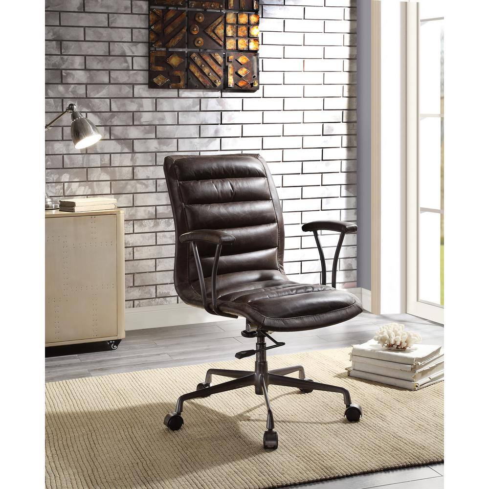 Distressed Brown Leather Executive Swivel Office Chair