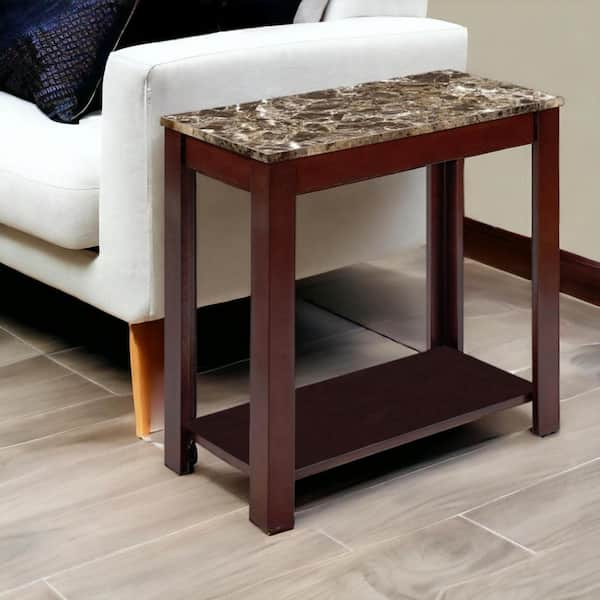 HomeRoots 24 in. Brown Rectangle MDF End Table