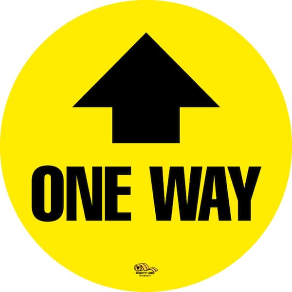12 in. Yellow One Way Floor Sign