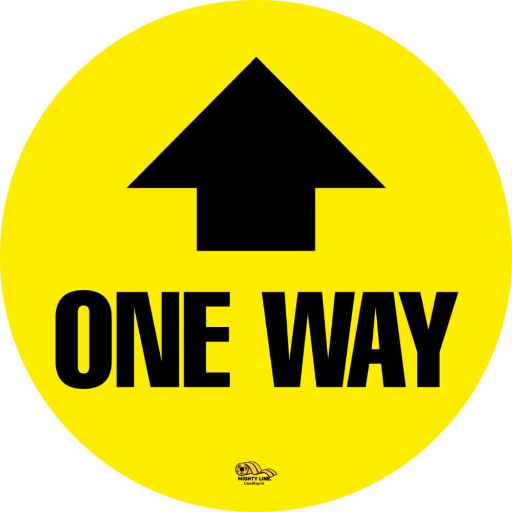 Mighty Line 16 In Yellow One Way Floor Sign Oneway16 The Home Depot