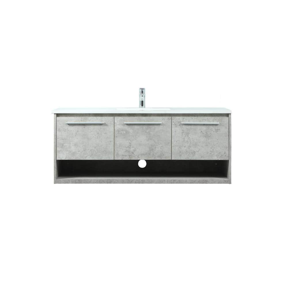 Timeless Home 48 in. W Single Bath Vanity in Concrete Grey with Engineered 