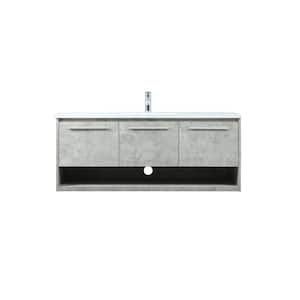 Timeless Home 48 in. W Single Bath Vanity in Concrete Grey with Engineered Stone Vanity Top in Ivory with White Basin