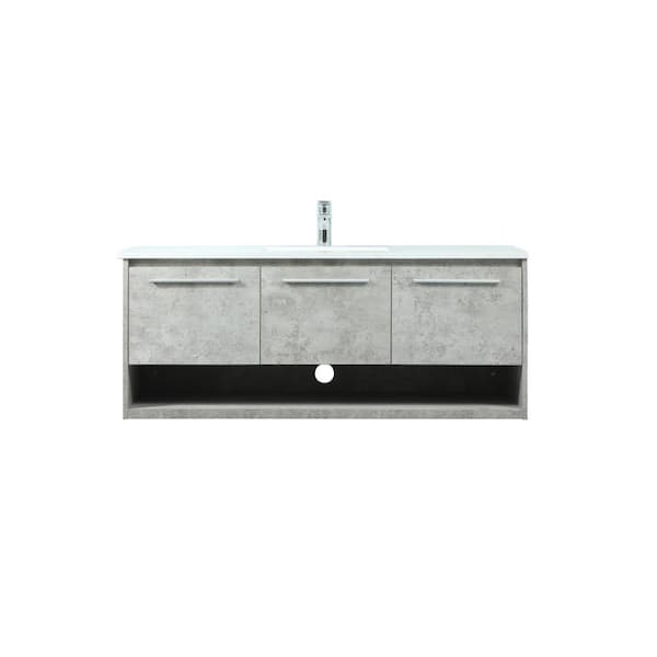 Unbranded Timeless Home 48 in. W Single Bath Vanity in Concrete Grey with Engineered Stone Vanity Top in Ivory with White Basin