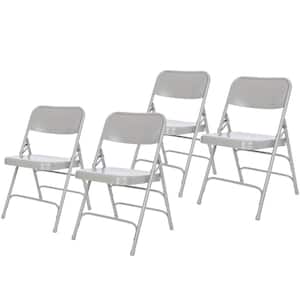 Bernadine Collection Triple Brace Metal Seat Folding Dining Chair, Grey (Set of 4)