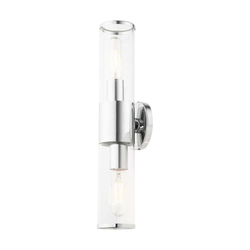 Bancroft 2-Light Vanity in Polished Chrome with Clear Glass