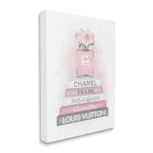 "Pink Roses Perfume Bottle Fashion Bookstack" by Amanda Greenwood Unframed Nature Canvas Wall Art Print 16 in. x 20 in.