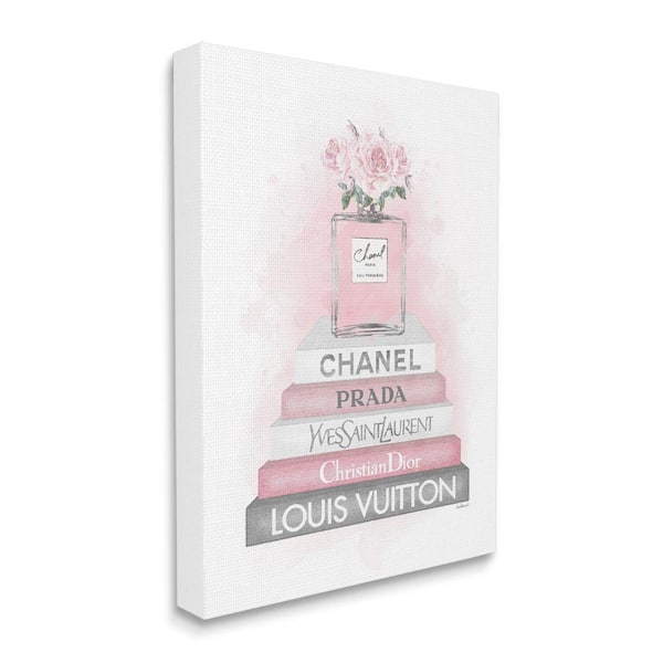 Stupell Industries "Pink Roses Perfume Bottle Fashion Bookstack" by Amanda Greenwood Unframed Nature Canvas Wall Art Print 24 in. x 30 in.