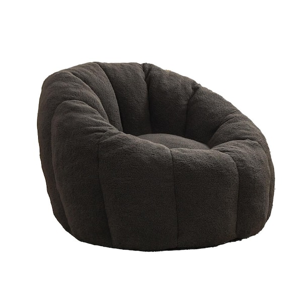 Dark Gray Teddy Large (38x40x26 in.) Bean Bag with Armrests, Ergonomic Backrest & High-Density Foam