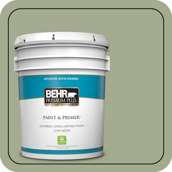 BEHR PREMIUM PLUS 5 gal. #420F-4 Sagey Satin Enamel Low Odor Interior Paint & Primer