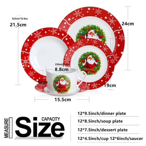 10 Guests Christmas Tableware Red Santa Claus Christmas Tree