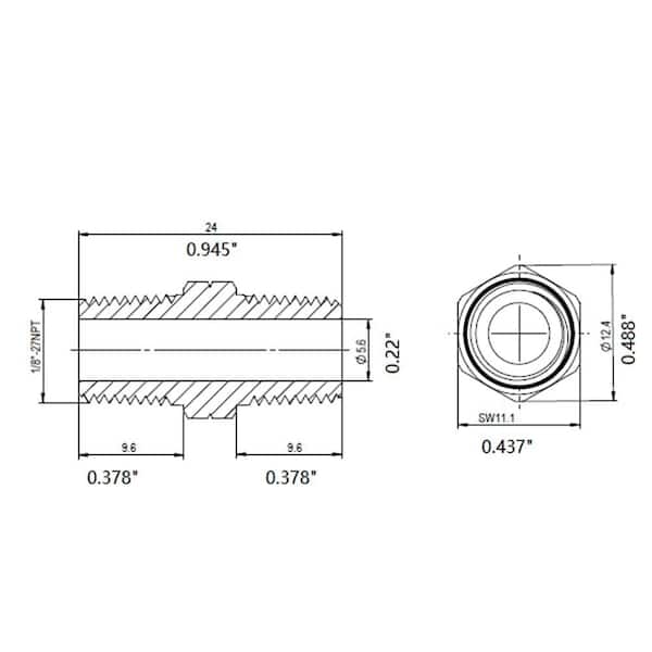 1/8 in. x Close MIP Brass Hex Nipple Fitting