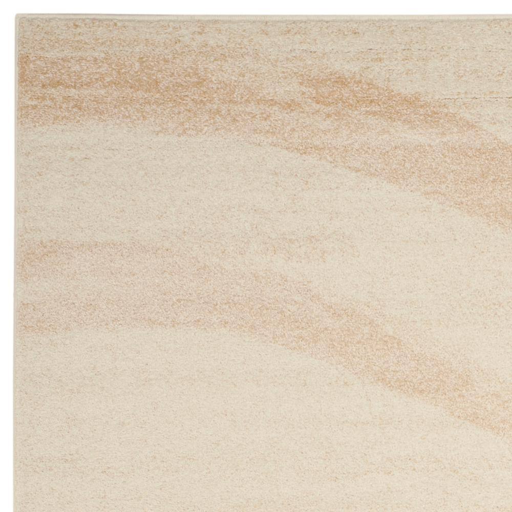 Cream and Champagne Abstract Rectangular 9' x 12' Area Rug