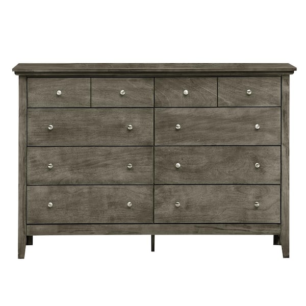AndMakers Hammond 10-Drawer Gray Double Dresser (39 in. x 58 in. x 18 in.)
