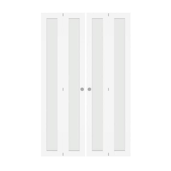 TENONER Closet Doors, 24''Single Frosted Glass Panel Bi-Fold Doors, Assembly Required, Multifold Interior Doors, Folding Doors with Hardware Kits