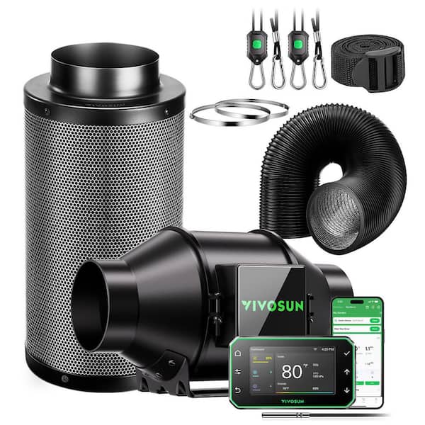 VIVOSUN AeroZesh G4 4 in. Inline Duct Fan Kit with GrowHub E42A