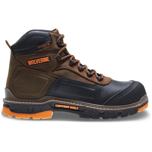 Wolverine Men's Overpass Waterproof 6'' Work Boots - Soft Toe - Brown Size 10.5(M)