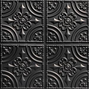 Wrought Iron 2 ft. x 2 ft. Glue Up PVC Ceiling Tile in Black