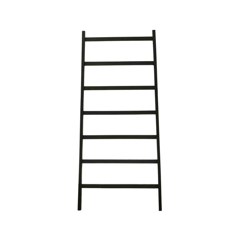 64" Black Firwood Decorative Ladder with 7 Rungs