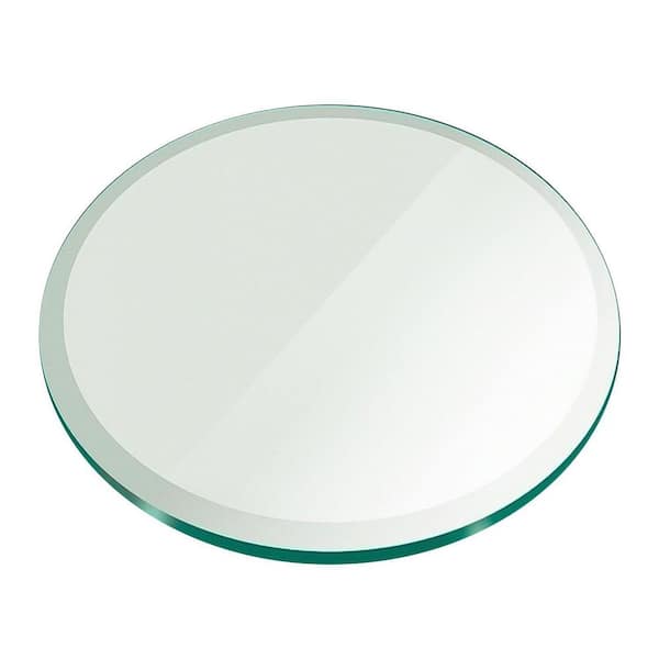Fab Glass and Mirror in. Clear Round Glass Top, 1/2 in. Thickness Tempered Beveled 14RT12THBEAN - The Home Depot