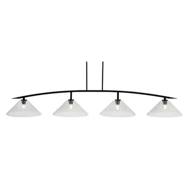 Siena 4-Light Matte Black Billiard Light with 16 in. Smoke Bubble Glass Shades, no bulbs included