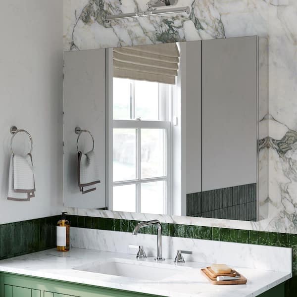 WYonder 40 in. W x 30 in. H Rectangular Aluminum Recessed/Surface Mount Medicine Cabinet with Mirror