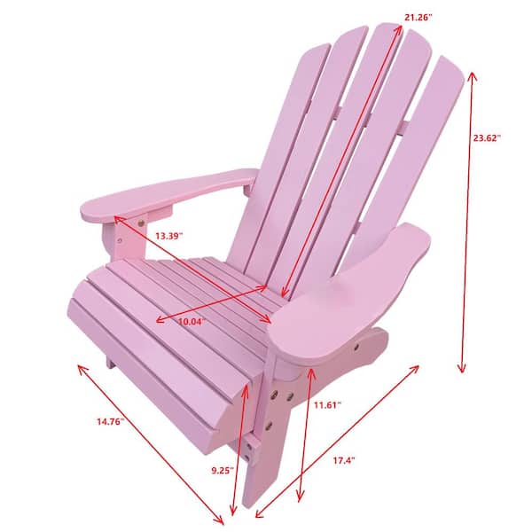Pink Populus Wood Outdoor Adirondack Chair Armchair for Children Kids Ages 3-6 (Set of 1)