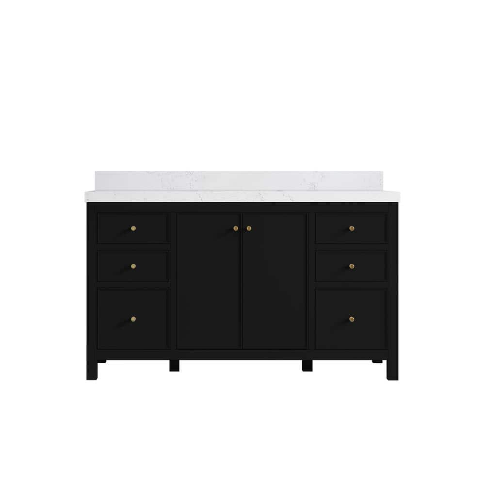 Chicago 60 in. W x 22 in. D x 36 in. H Single Sink Bath Vanity in Black with 2 in. Empira White Qt. Top price history on PriceWatchPro