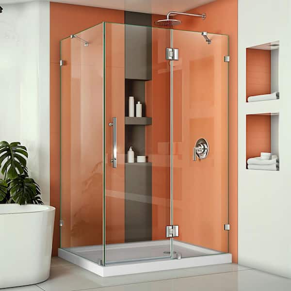 DreamLine Quatra Lux 46-3/8 in. W x 34-1/4 in. D x 72 in. H Frameless Corner Hinged Shower Enclosure in Chrome