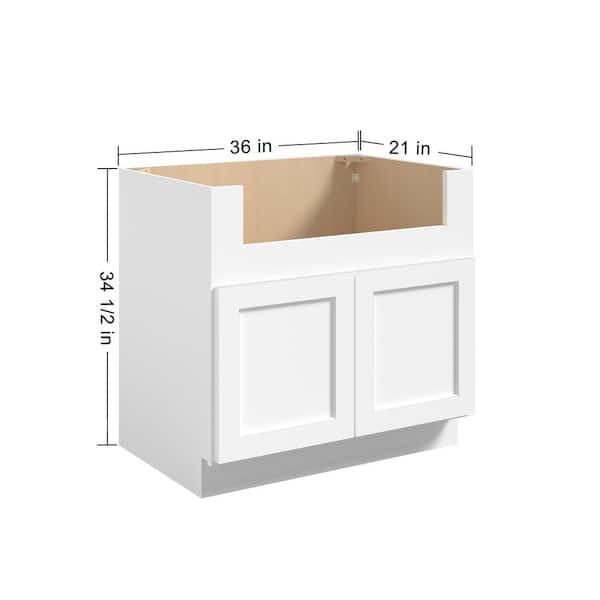 Ready to Assemble 36 in. x 34.5 in. x 24 in. Shaker Farm Sink Base Cabinet with 2-Door in White
