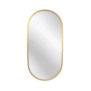 36 in. W x 18 in. H Metal Frame Oval Steel Framed Wall Bathroom Vanity Mirror in Gold for Bedroom; Bathroom