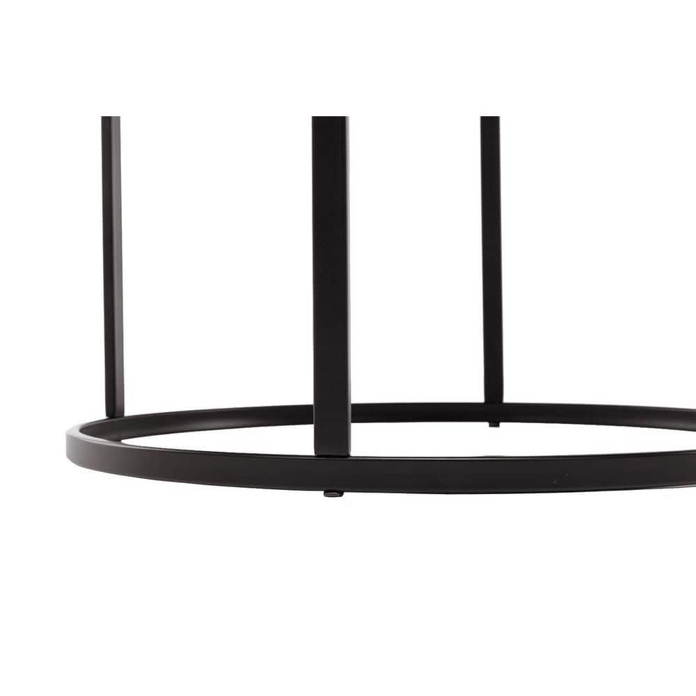 Landon 24" Round Dark Brown Iron & Wood Modern End Table